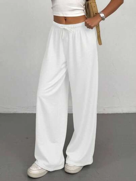 SHEIN Tween Girl Simple Front Tie Loose Sweatpants, Casual Daily Wear Fall Winter
