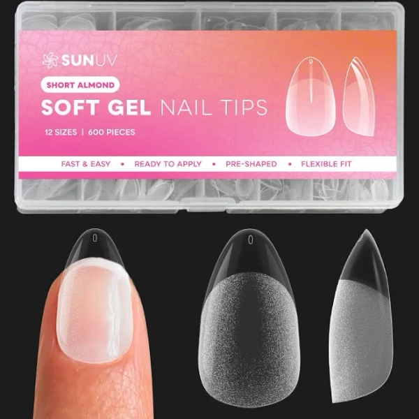 SUNUV Short Almond Gel Nail Tips
