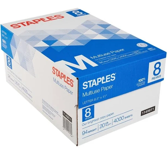 Staples Multiuse 8.5 x 11 Copy Paper 20 lbs. 94 Brightness