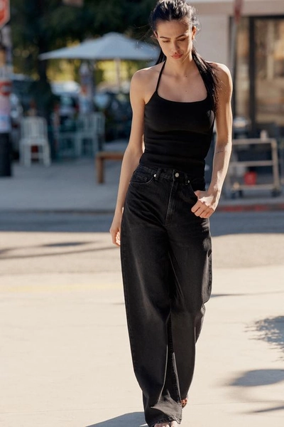 TRF EXTRA WIDE LEG HIGH-WAIST JEANS - Black - 25 (US 0)