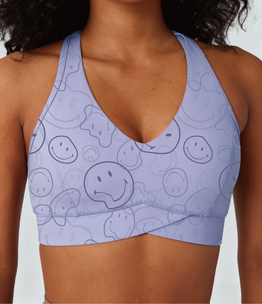 Halara x Smiley Halara UltraSculpt™ Medium Support V Neck Racerback Training Sports Bra