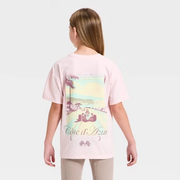Girls' Short Sleeve Oversized Graphic T-Shirt - Cat & Jack™ Light Pink M