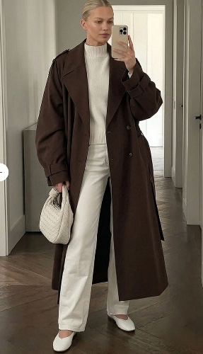 Lang trenchcoat Brun