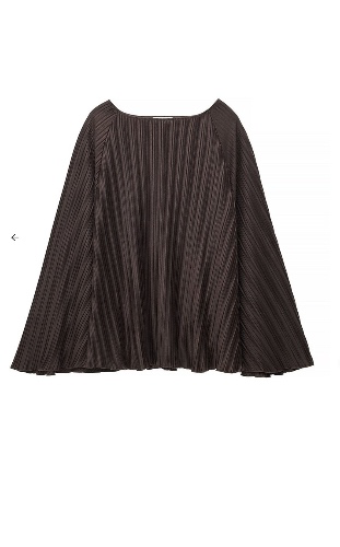 Plissert bluse med kappe Brun