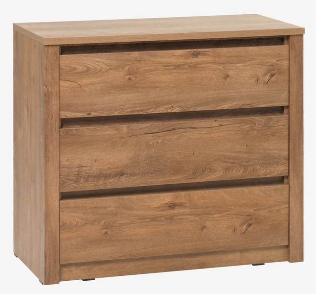 Commode 3 tiroirs VEDDE coloris chêne foncé | JYSK