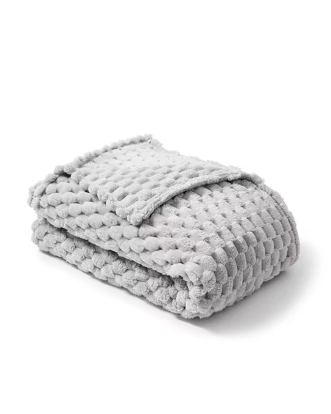 Plush Jacquard Blanket - Queen/King Bed, Grey - Grey - Queen Bed
