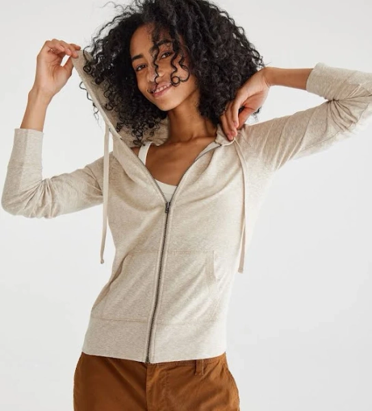 Aeropostale Women's Lightweight Full-Zip Cotton Hoodie