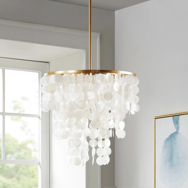 INK+IVY Isla Dimmable Layered Capiz Chandelier & Reviews | Wayfair