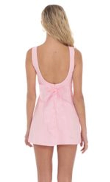 High Neck Back Bow Dress in Pink | LUCY IN THE SKY
