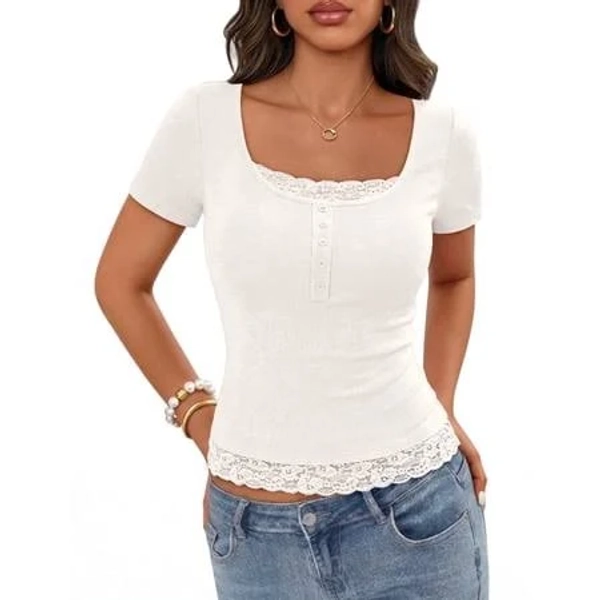 Women's Y2K Lace Square Neck Summer Top