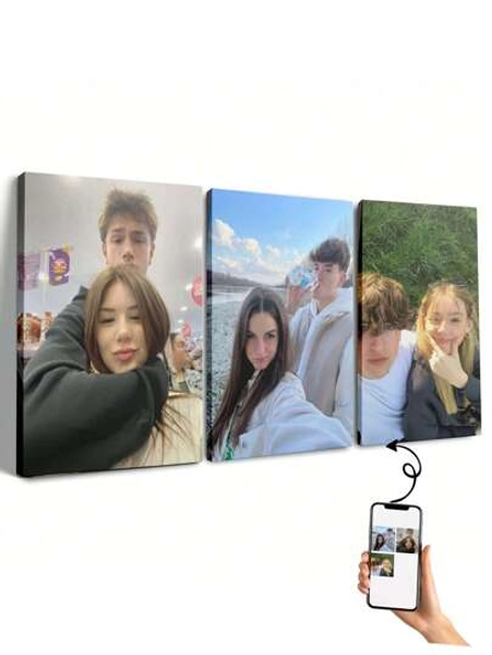 3pcs Custom Photo Canvas Prints In Pine Wood Frame - Personalized Wall Art For Bedroom, Living Room, Office Decor - Modern Home Decor & Unique Gift For Birthdays, Christmas, Anniversaries, Canvas Wall Art,Multi-Functional, Ornamental,Reusable,Exquisite,Stylish,High-Quality,Colorful,Modern,Custom,Personalized,Unique,Ideal Gifts For Him,Ideal Gifts For Her,Boyfriend,Dad,Girlfriend,Mom,Family,Friends,Tea Room,Home,Garden,Office,For Anniversaries,For Valentine's Day,For Mother's Day,For Birthdays,For Father's Day,For Graduation,For Weddings,For Housewarming,Graphic Print,Xmas Decoration,Home Room Decor Gifts
