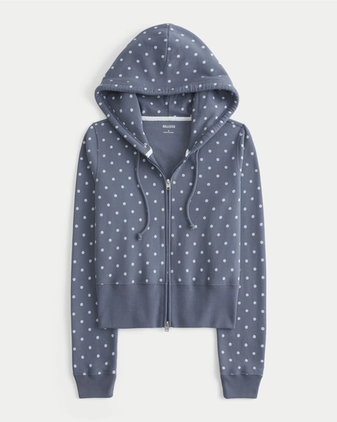 Polka Dot Zip-Up Hoodie