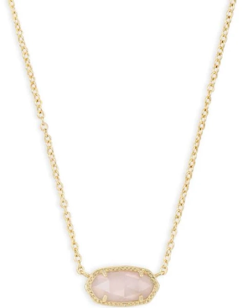 KENDRA SCOTT Elisa Gold Rose Quartz Short Pendant Necklace