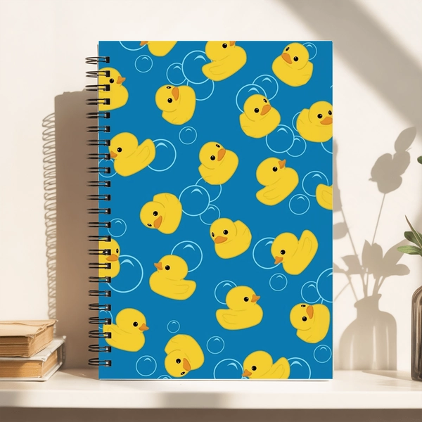 1 Cute Rubber Duck Spiral Notebook - A5 Size, College Ruled Journal, High-Quality Paper, Portable for Notes, Study &amp; Creative Writing - Ideal for Students &amp; Professionals, Durable &amp; Stylish Design, Duck Theme for School, Student Stationery, Romantic