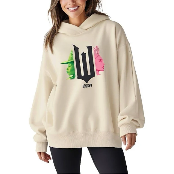 Wicked Elphaba & Glinda Oversized Fleece Hoodie Sweatshirt