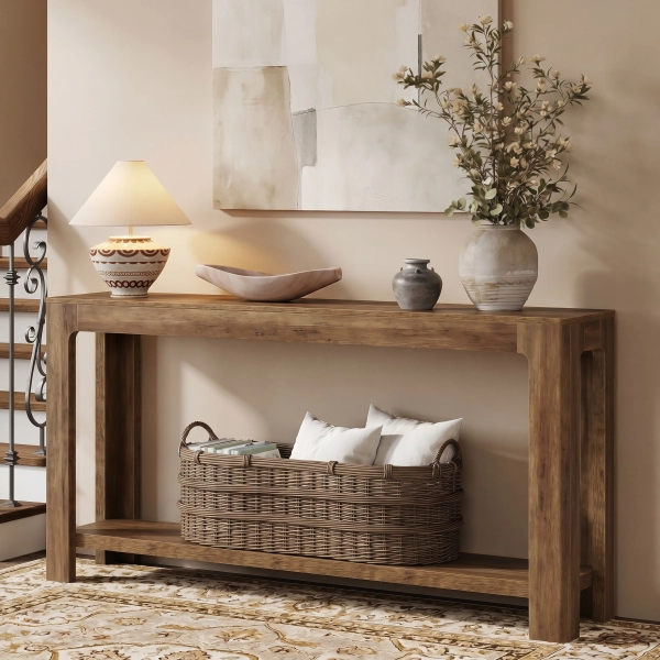 Millwood Pines 2-Tier Entryway Console Table, Narrow Long Sofa Table with Storage & Reviews | Wayfair