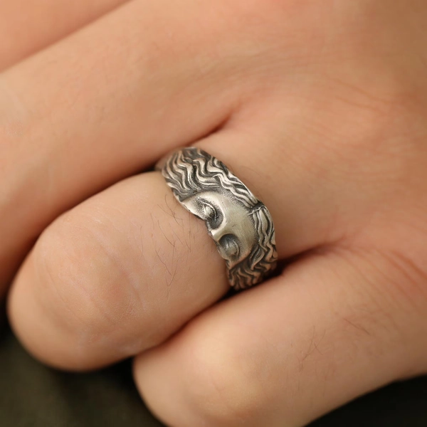 Silver Venus Ring, Half Face Goddess Ring