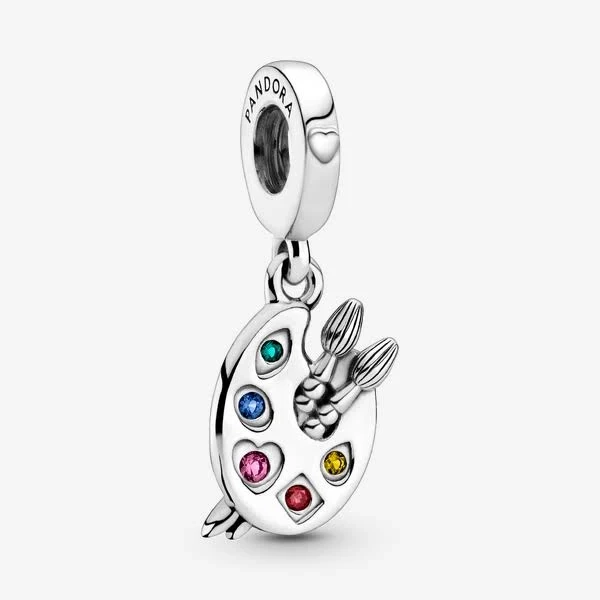 Pandora Artist's Palette Sterling Silver Cubic Zirconia Dangle Charm