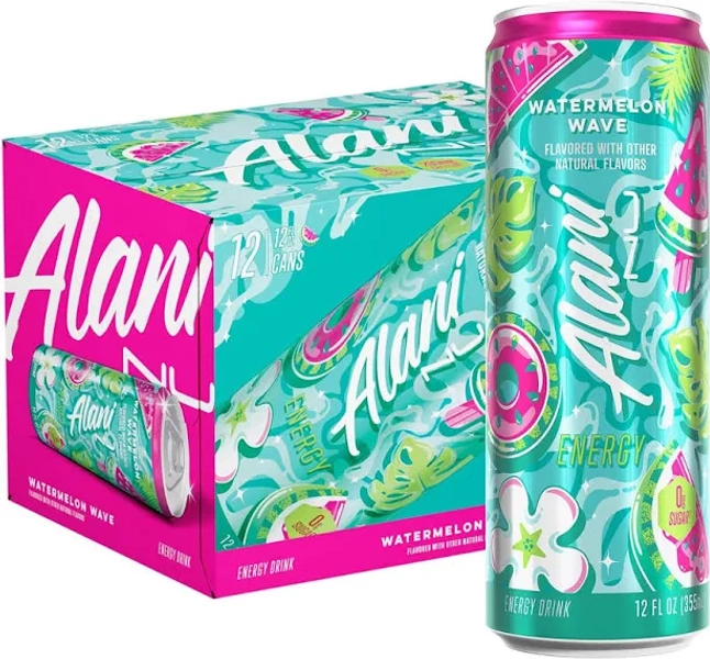 Alani Nu Energy Drink Watermelon Wave 200mg Caffeine Sugar Free 12