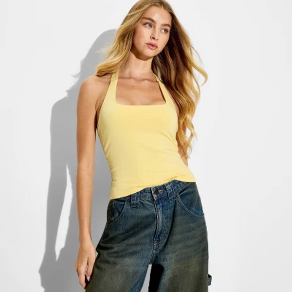 Women's Slim Fit Halter Top - Wild Fable™ Light Yellow XL