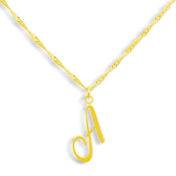 18K Gold Plated Stainless Steel Waterproof Letter A Necklace