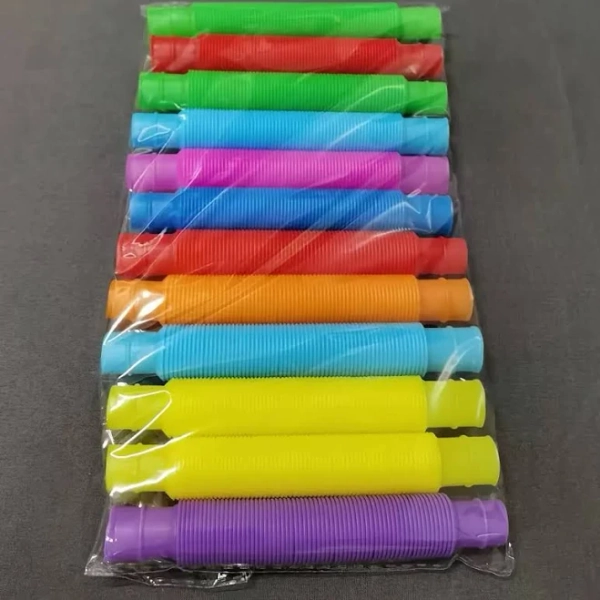 12 Pieces Sensory Tube Toys Colorful Trendy Stress Relief Toys Fine Motor Skills and Toys, Top ADHD and Autism Fidget 2023 Best Boys Girls Gift