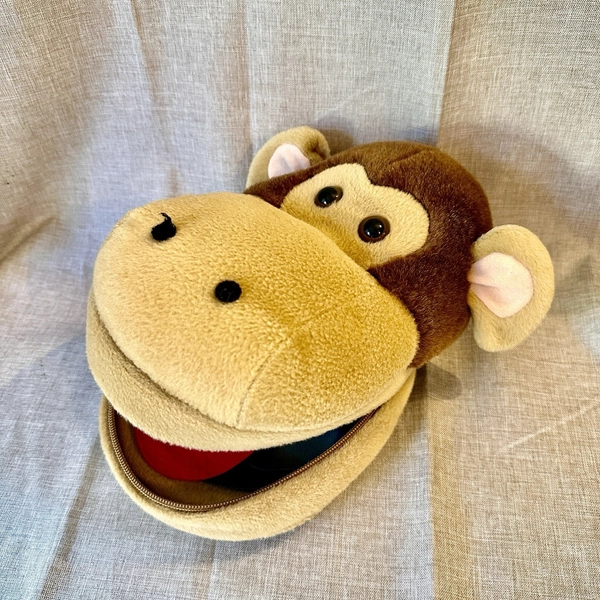 Vintage 90s Head Case Monkey CD DVD Disc Sleeve Holder Zipper Plush Y2K
