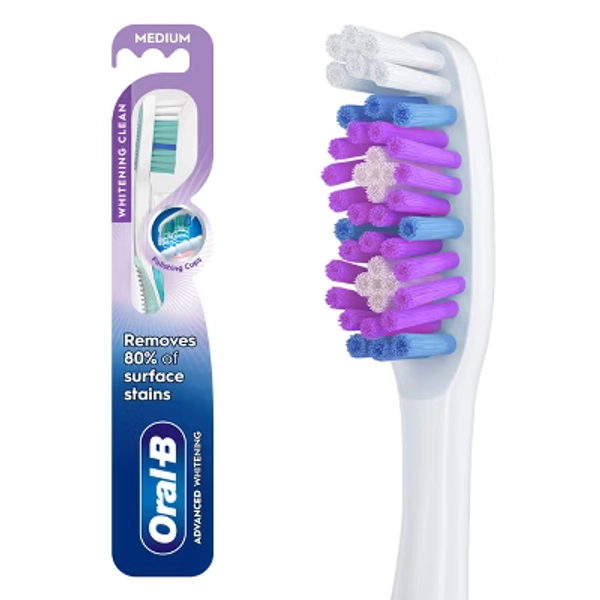 Oral-B 3D White Vivid Manual Toothbrush, Medium Bristles - 1ct
