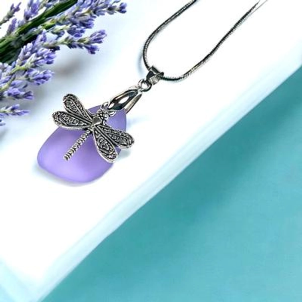 Sea Glass Dragonfly Necklace, Dragonfly Pendant Necklace, Green Sea Glass, Sea Glass Jewelry, Summer Jewelry, Dragonfly Jewelry