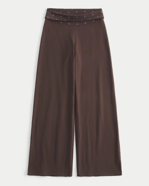 Hollister Callie Reversible Knit Foldover Waist Wide-Leg Pants