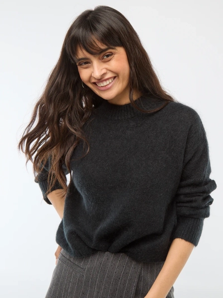 Pull doux en mohair et laine - Noir - Femme - 30.00€ - Kiabi