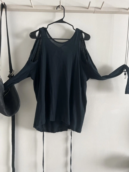 Rare bondage black cut out top with ties S M L