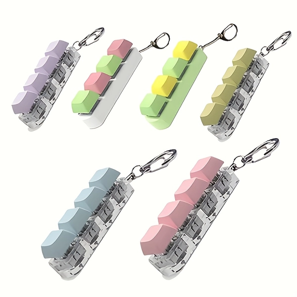 2 Pressure Relief Keychain Fidget Toys, Keyboard Key Design, Finger Press Toy Decompression Perfect Stress Relief Small Toy!