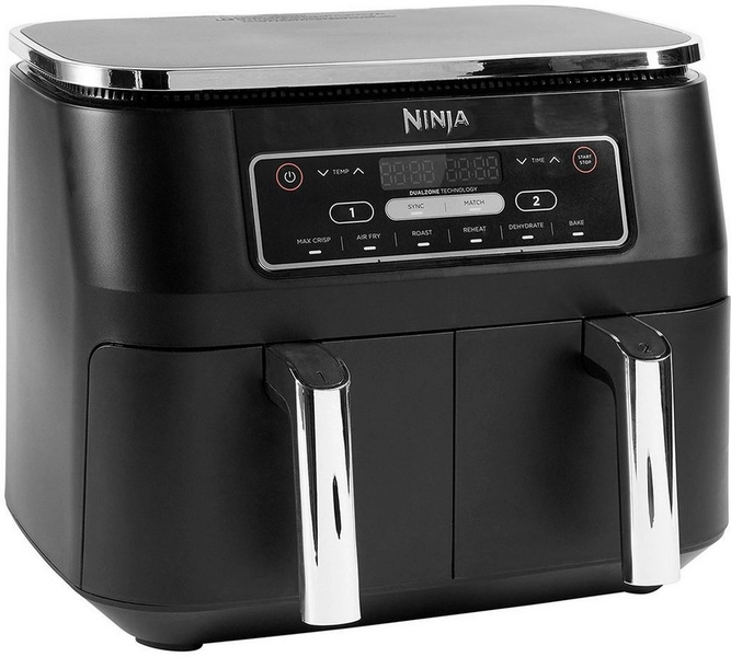 NINJA Heißluftfritteuse Foodi Dual Zone AF300EU, 2400 W, je 0,9 kg Kapazität incl. 2x Knusperblech
