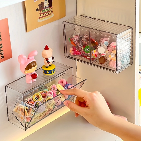 1pc Hair Accessory Storage Box Wall-Mounted, Suitable for Grabbers, Hair Clips, Hair Bands, Hair Ties, Bands And Jewelry Boxes. Easy to Install Without Drilling. Wall-Mounted Storage Box, Cosmetic Storage Box