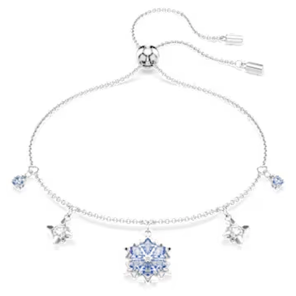 Magic bracelet, Snowflake, Blue, Rhodium plated