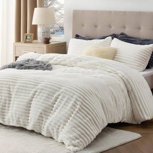 Bedsure-3 Pcs Fluffy Flannel Duvet Cover Set