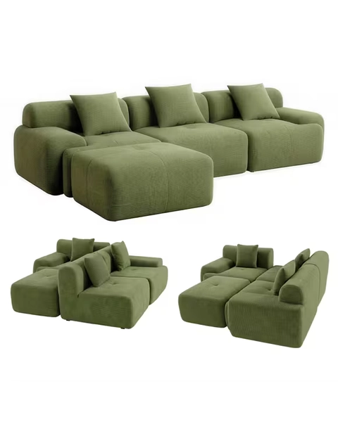 Artiss Modular Sofa Bed Comfort L-Shaped Sectional Boneless Couch - Green