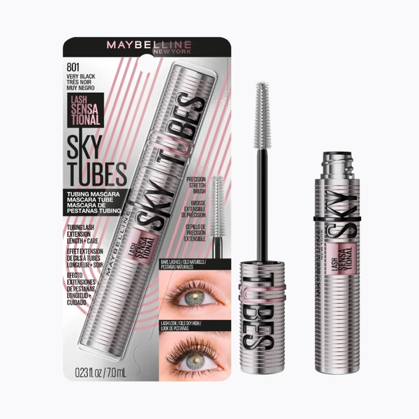 Maybelline Lash Sensational Sky Tubes Tubing Mascara Extension-Like Length Conditioning with Shea Butter + Castor Oil , Very Black, 0.23 fl oz - Walmart.com