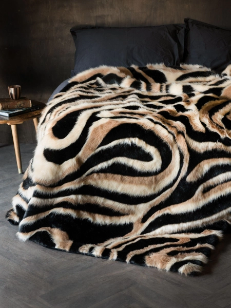 Rockett St George Black Tiger Faux Fur Throw - Size 150x200