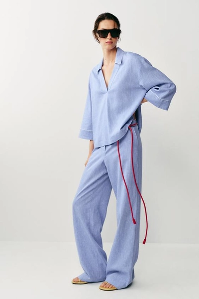 LINEN PANTS WITH PIPING