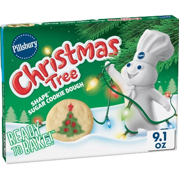❤️Pillsbury Ready-to-Bake Christmas Tree Shape Sugar Cookie Dough - 9.1oz/20ct
