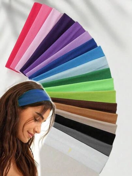 12pcs/Pack Women Sports Headbands - Moisture Wicking Elastic Hairbands, Women Headbands, Headwraps, Multi-Color, Sporty Style, Stretchy Sweat-Absorbent; Yoga, Hair Accessories, Random Color, Fashionable Sports Headbands, 1/2/4/6/8/10/12pcs Soft Elastic Fabric Headbands, Suitable For Workout, Yoga, Running