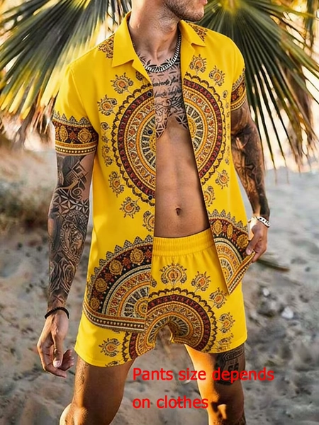 Men's lapel short-sleeved shirt suit natural plant high-definition printed shirt Hawaiian vacation outdoor social clothes men - AliExpress 