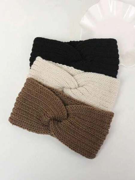 3 Pieces Of Fashionable Warm Knitted Cross Woolen Hairbands For Teenagers In Autumn And Winter, Hand-Knitted Headbands