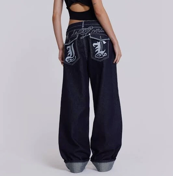 Jaded London Sonic Embroidered Baggy Jeans