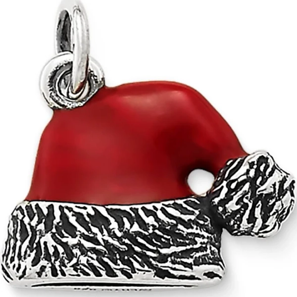 James Avery Sterling Silver Enamel Santa Hat Charm