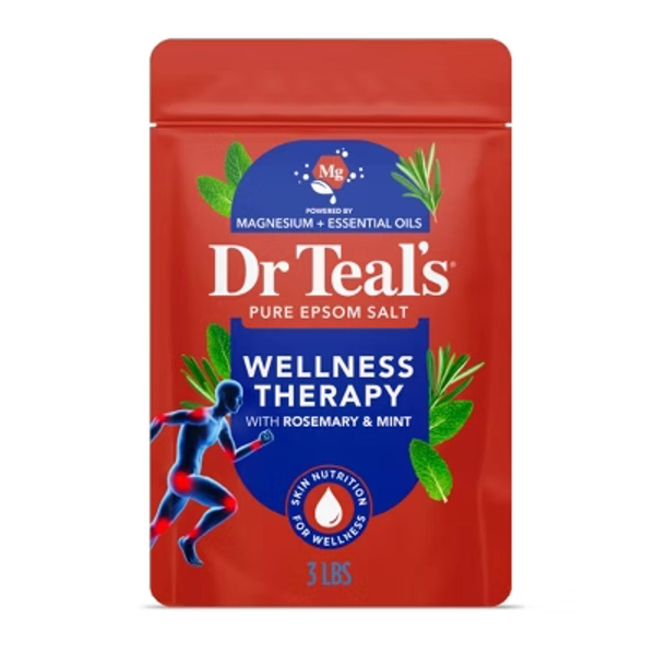 Dr Teal's Epsom Salt Magnesium Soak - Wellness Therapy with Rosemary & Mint - 3 lbs