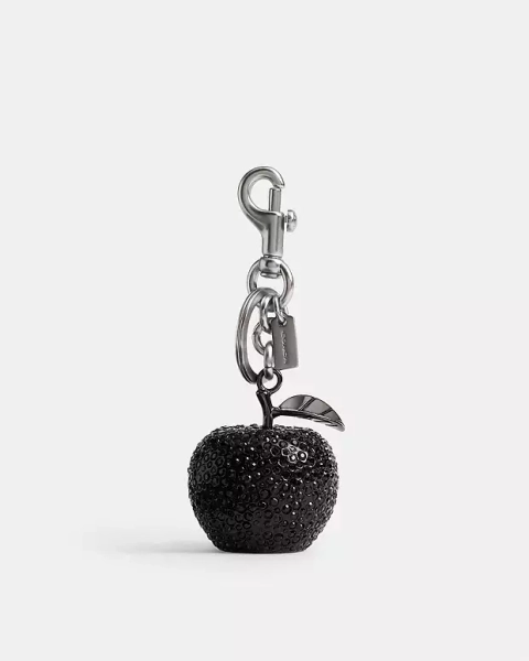 Silver/Black Crystal Apple Bag Charm