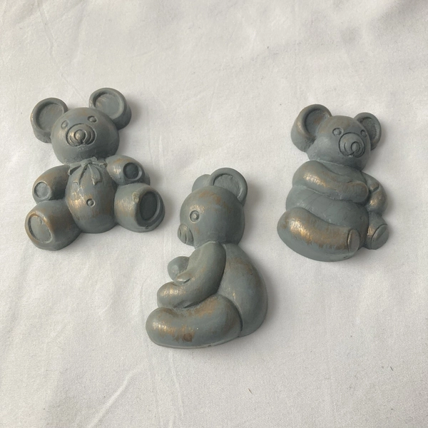 Vintage 1980s Homco Teddy Bears Wall Plaques Decor Set of 3 Baby Nursery Decor